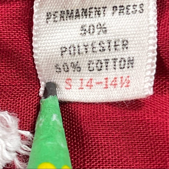 E&W Slim & Trim 📌 Sz small VINTAGE red button down white front stitching design - Picture 6 of 6